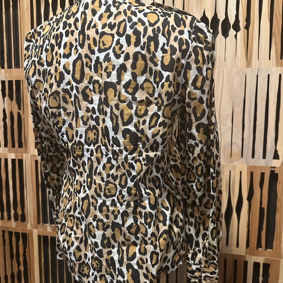 Tory Burch Leopard Print Button-Up Shirt - Tan, Black, Cream - Picture 7 of 7